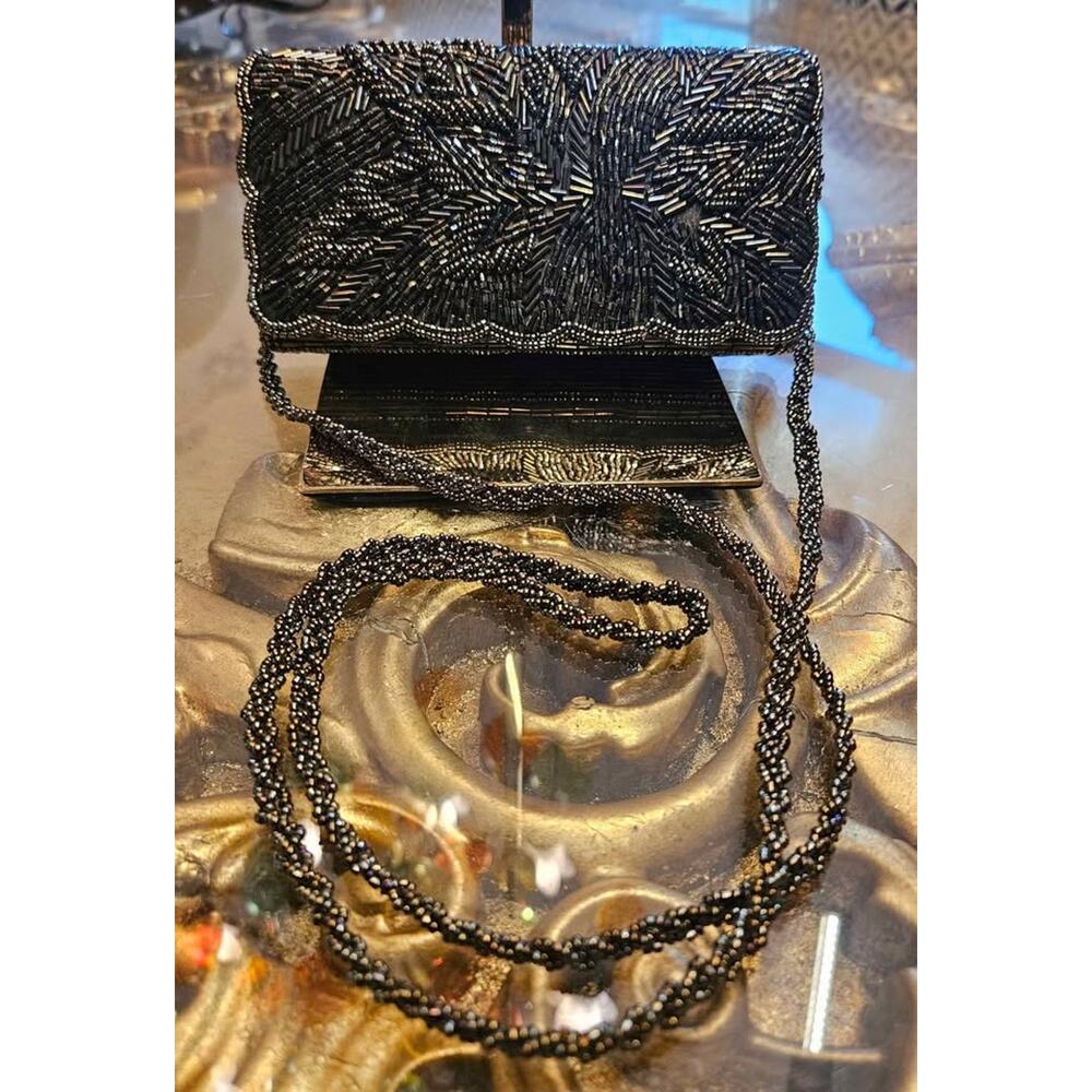 Vintage Art Deco Bugle Bead Evening Bag – Copper Bronze with Shoulder Strap